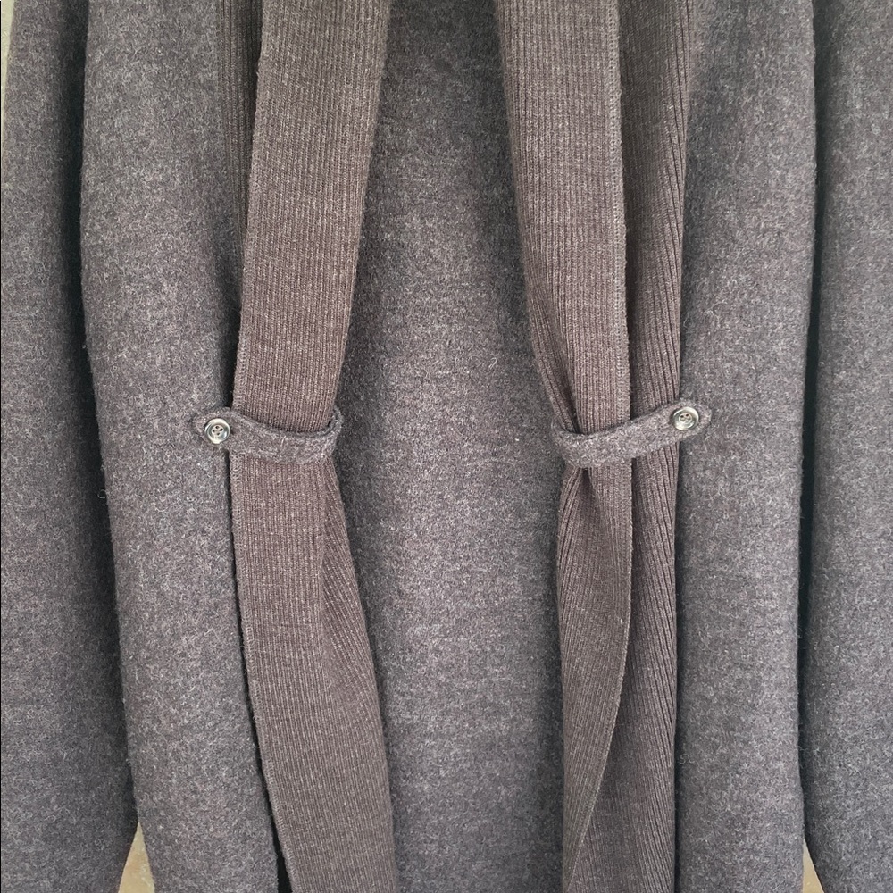 Elena Solano Cardigan Sweater Size XL Wool Open Front Shawl Collar Brown - Picture 5 of 12